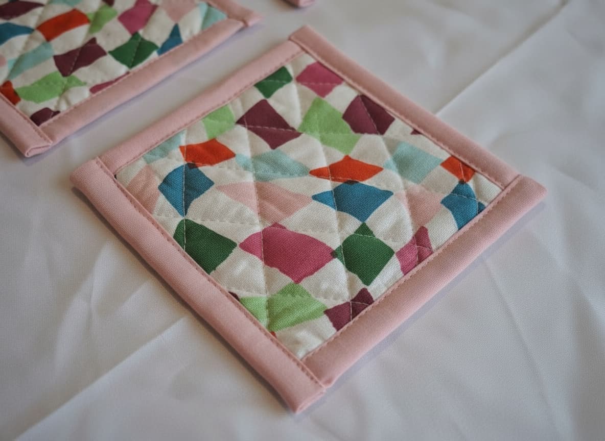 Pastel Patchwork Cotton Coasters (Set of 4) - Emenaura