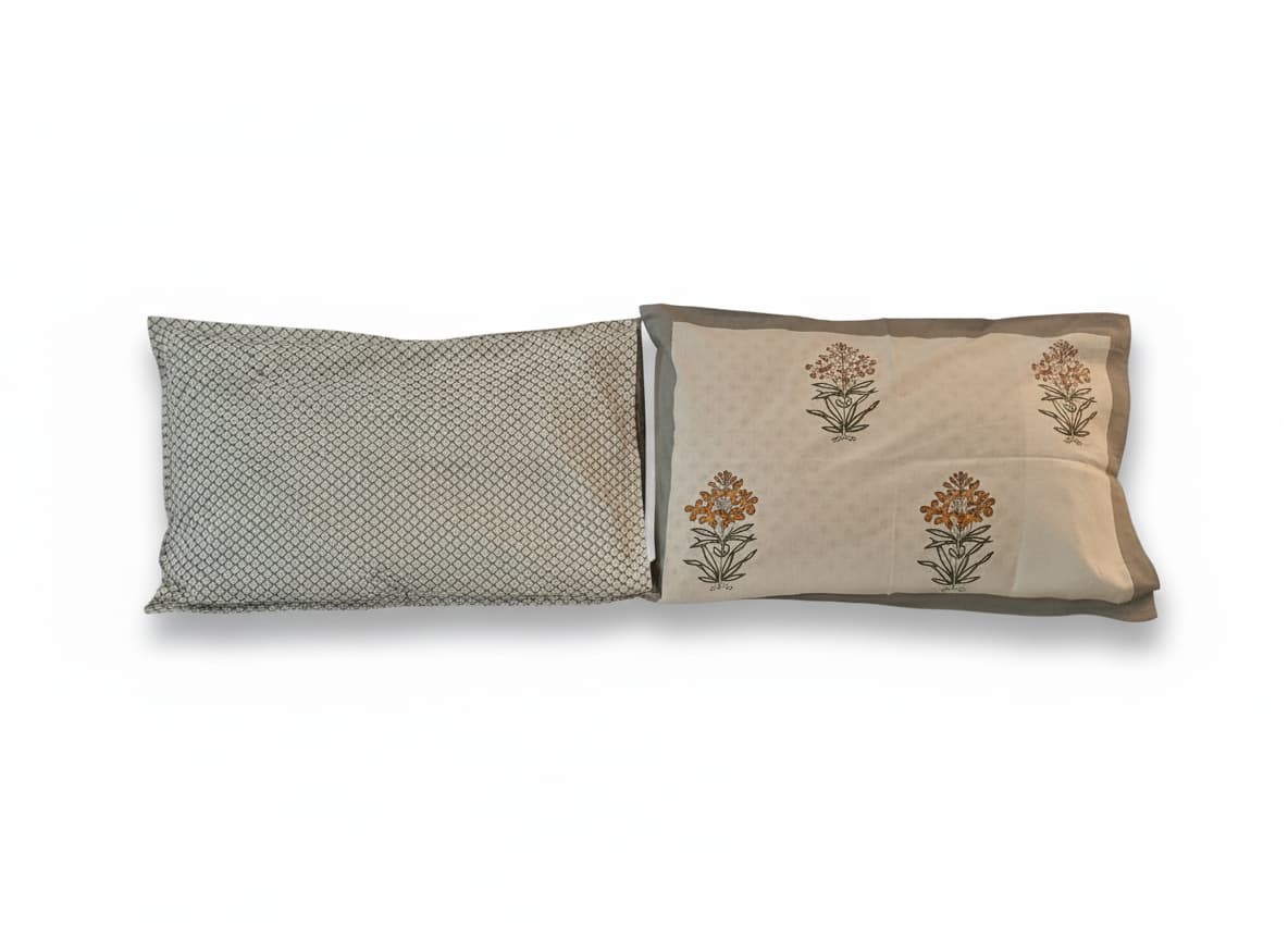 Soft Sage Floral Mulmul Cotton Bedsheet - Emenaura