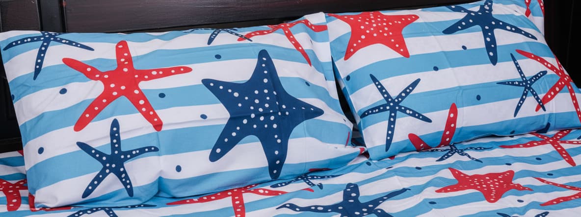 Star Fish Percale Weave Bedsheet - Emenaura