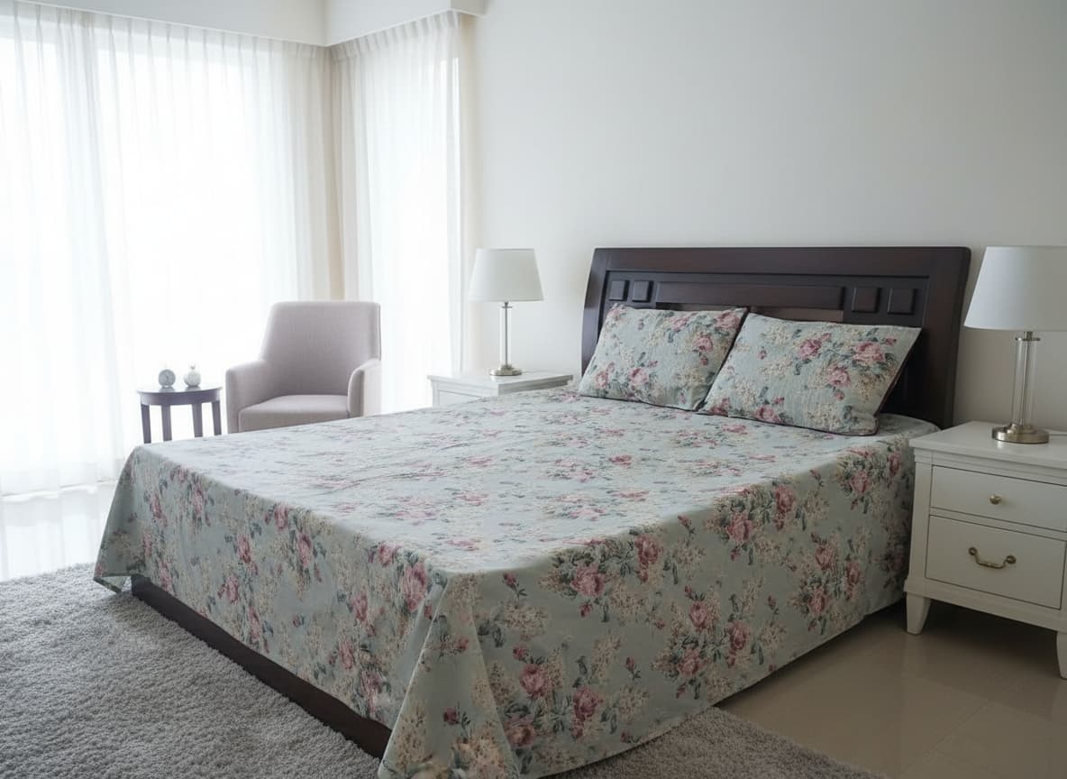 Blush Garden Cotton Bedsheet - Emenaura