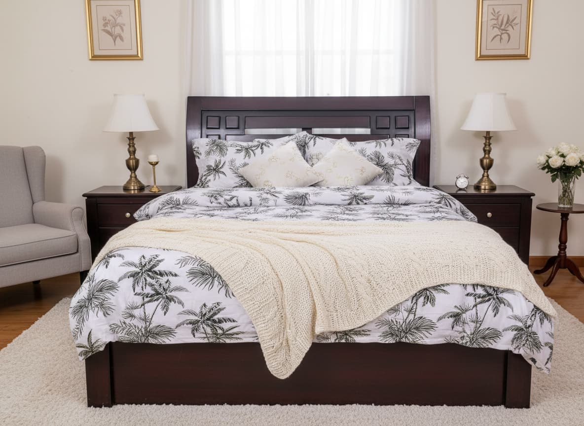 Coastal Palm Percale Weave Bedsheet - Emenaura