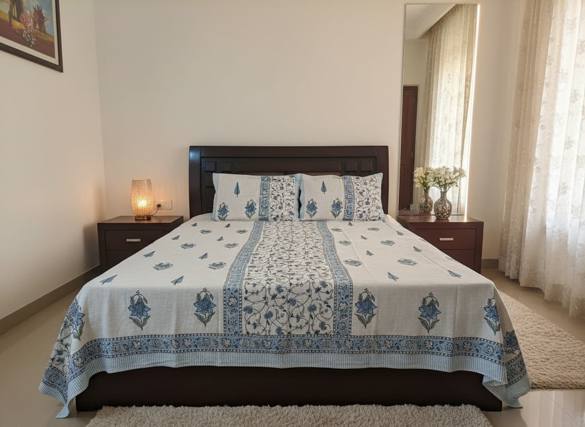 Hand Block Print TNT Bed Cover - Emenaura