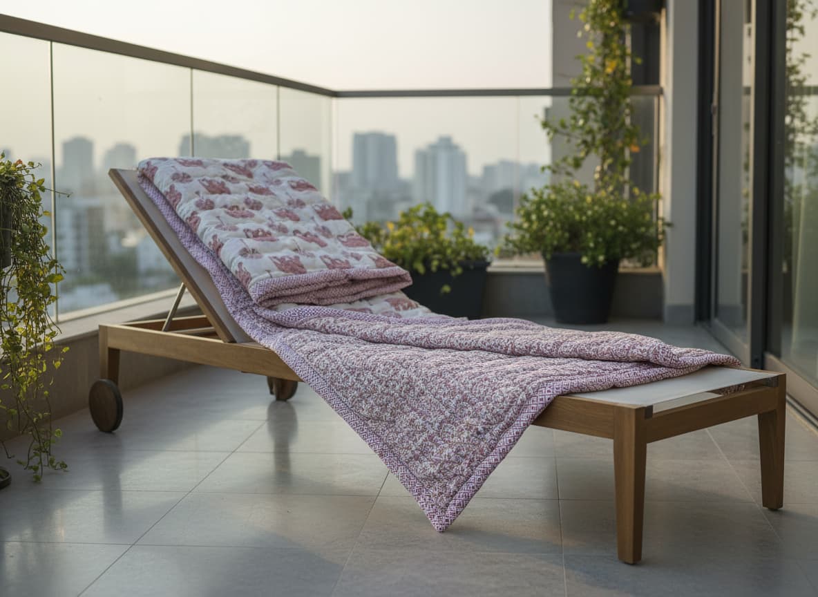 Pink & White Cotton Quilt - Emenaura
