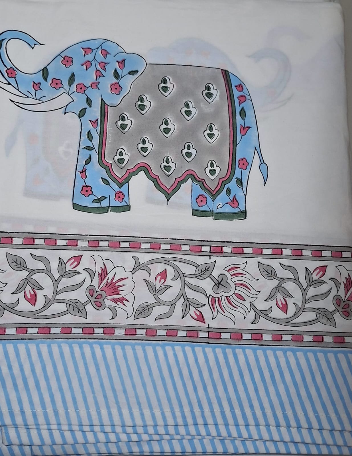 Block Printed Percale Cotton Bedsheet - Emenaura