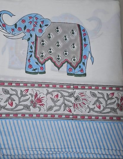 Block Printed Percale Cotton Bedsheet - Emenaura