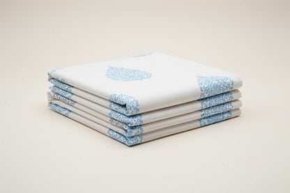 Blue and White block print bedsheet - Emenaura