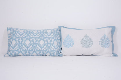 Blue and White block print bedsheet - Emenaura