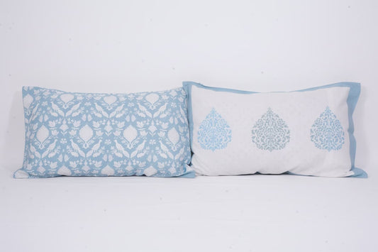 Blue and White block print bedsheet - Emenaura