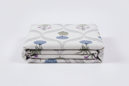 White and Blue floral bed sheet - Emenaura