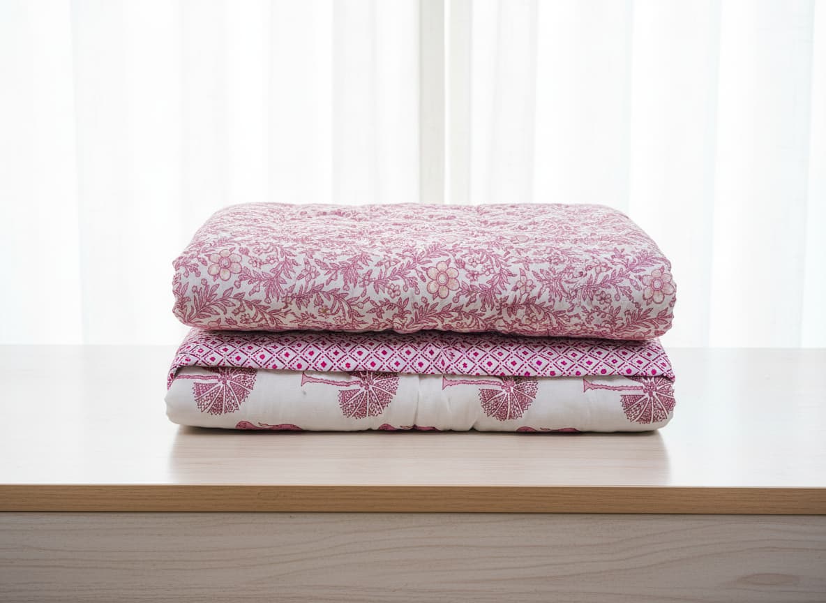Pink & White Cotton Quilt - Emenaura