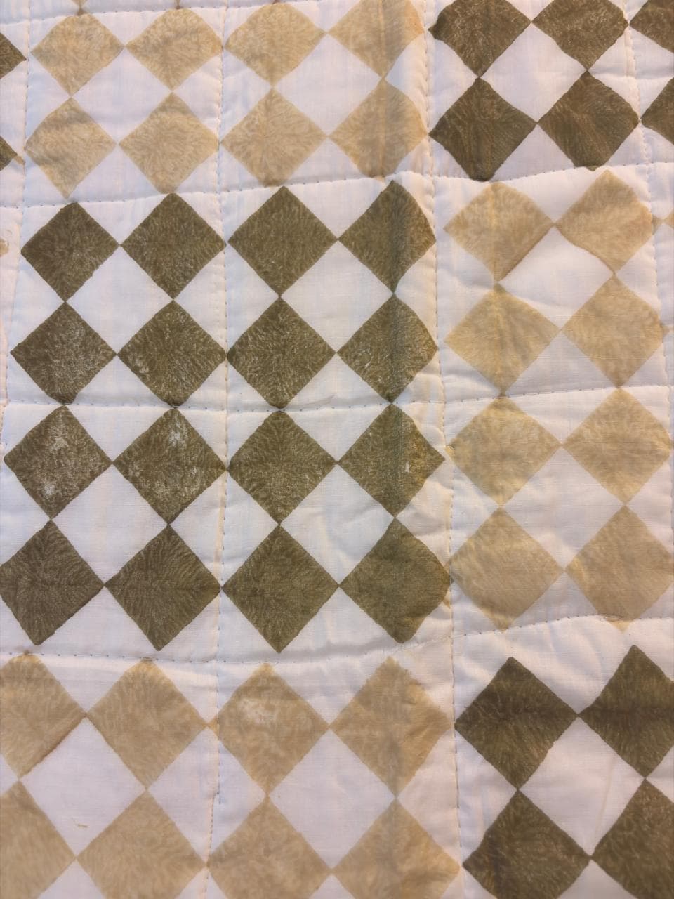 Olive & Beige Checkered Cotton Mulmul Lined Bedcover