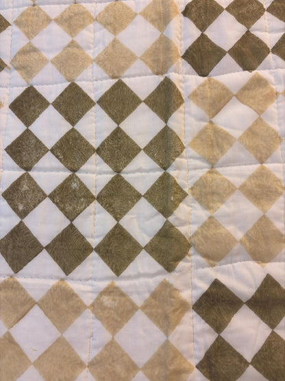 Olive & Beige Checkered Cotton Mulmul Lined Bedcover