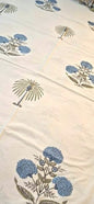 Coastal Bloom Hand Block Cotton Bedsheet - Emenaura
