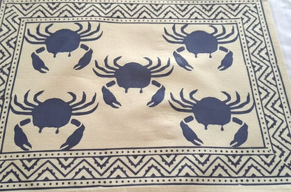 Coastal Blue Crab Cotton Placemats (Set of 6) - Emenaura