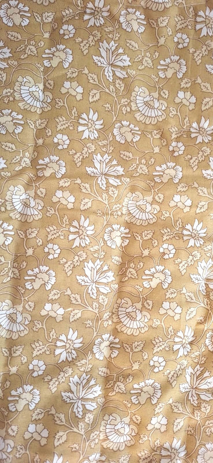 Mustard and White Floral Cotton Quilt - Emenaura