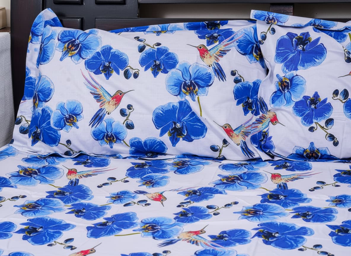 Orchid Bird Percale Weave Bedsheet - Emenaura