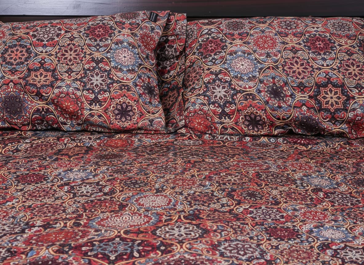 Vintage Mughal Sateen Weave Bedsheet - Emenaura