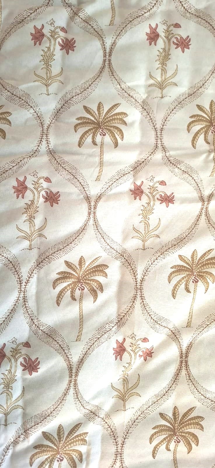 Mustard and White Floral Cotton Quilt - Emenaura