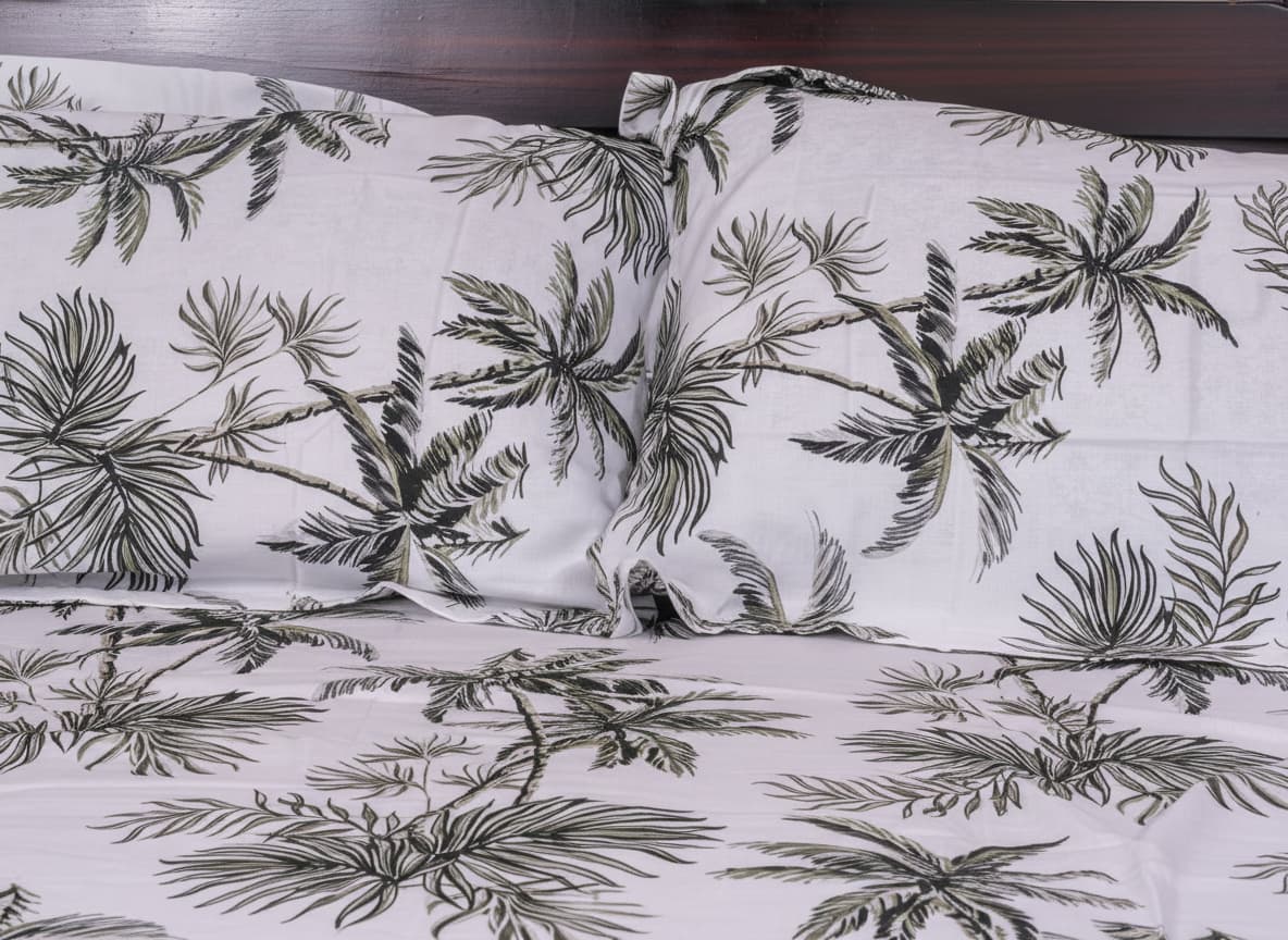 Coastal Palm Percale Weave Bedsheet - Emenaura