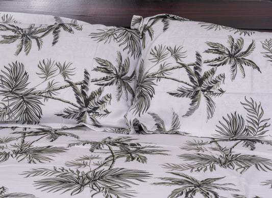 Coastal Palm Percale Weave Bedsheet - Emenaura