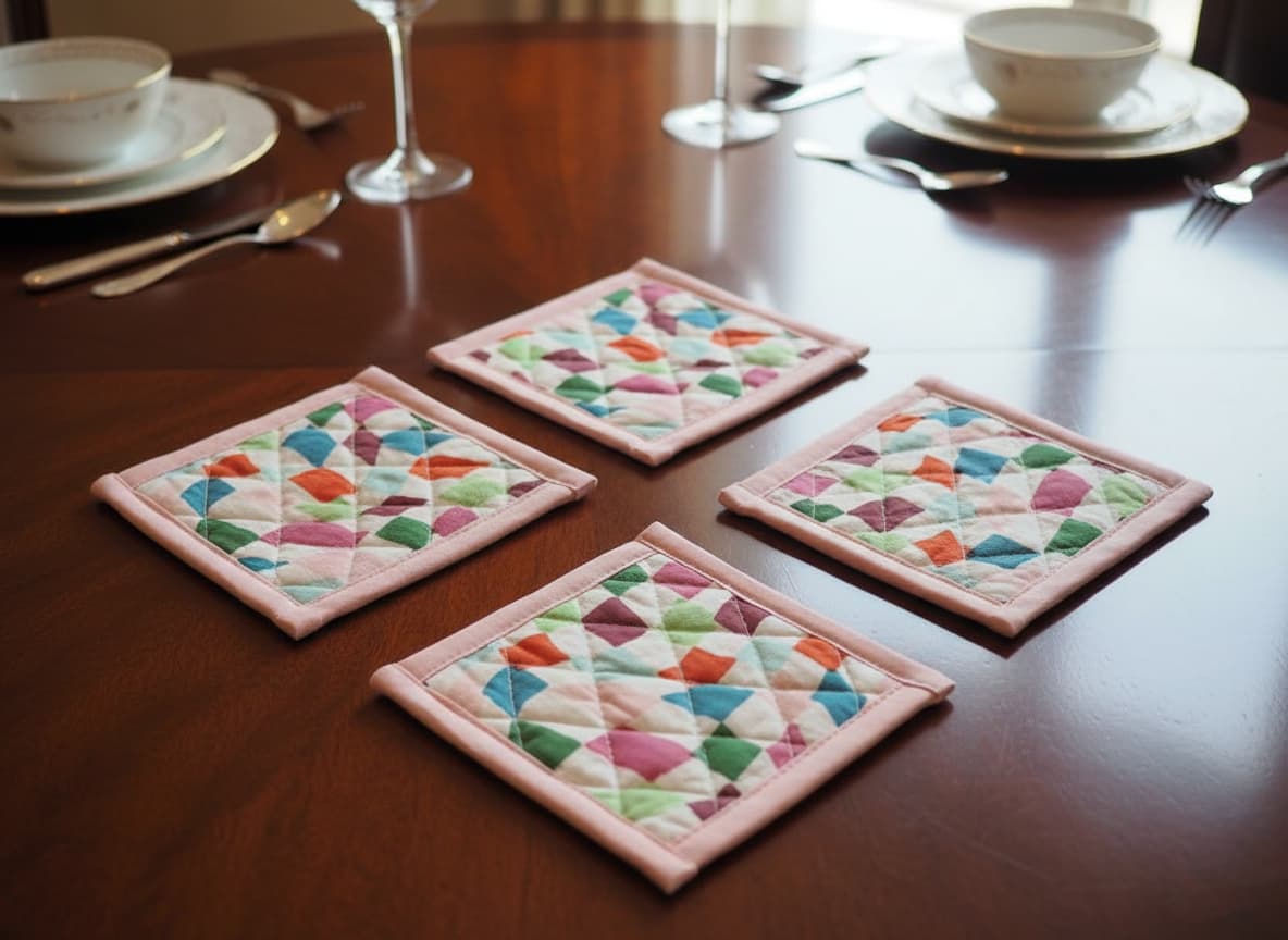 Pastel Patchwork Cotton Coasters (Set of 4) - Emenaura
