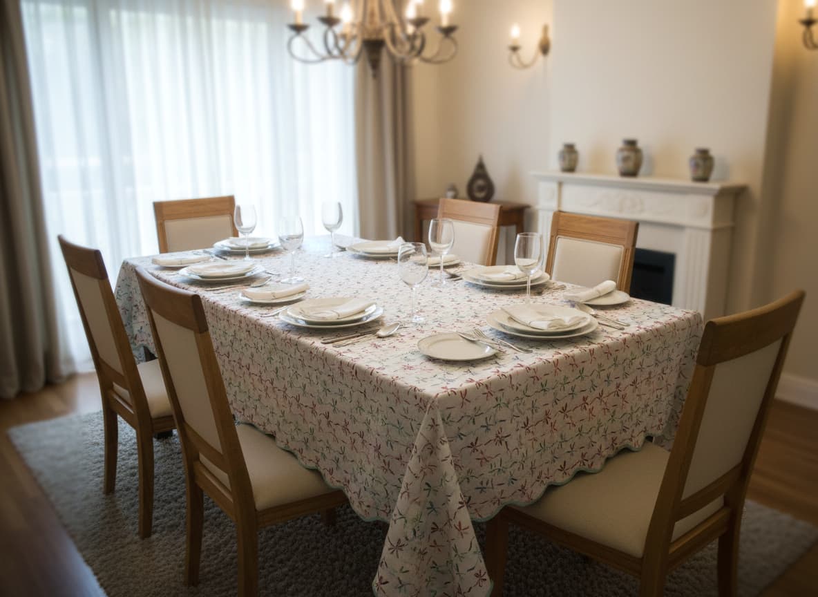 Betty Bloom Cotton Tablecloth - Emenaura