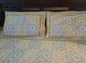 Subtle Yellow & Powder Blue Hand Block Bed Cover - Emenaura
