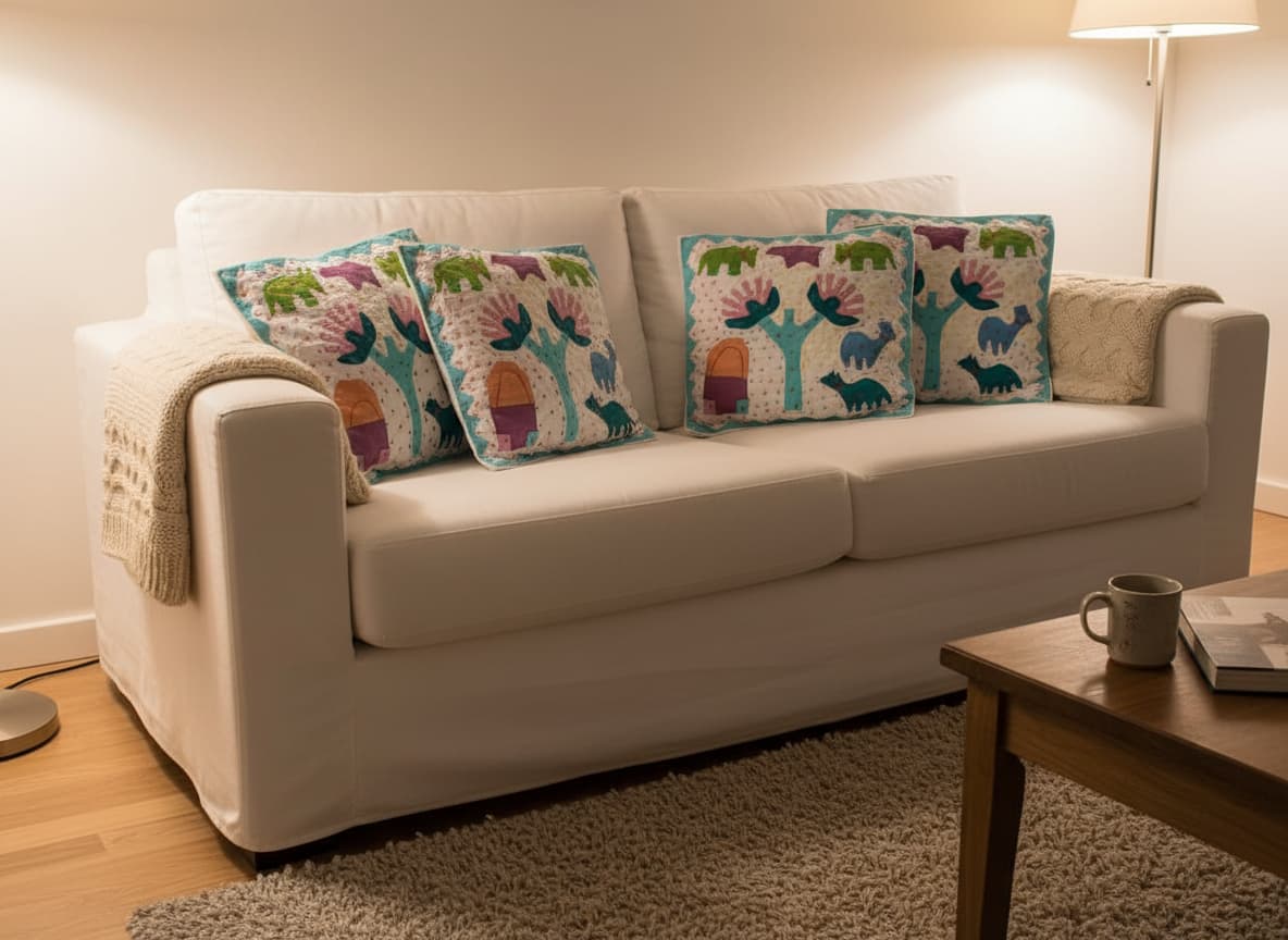 Folk Safari Printed Cotton Cushion Cover (1 Pc) - Emenaura