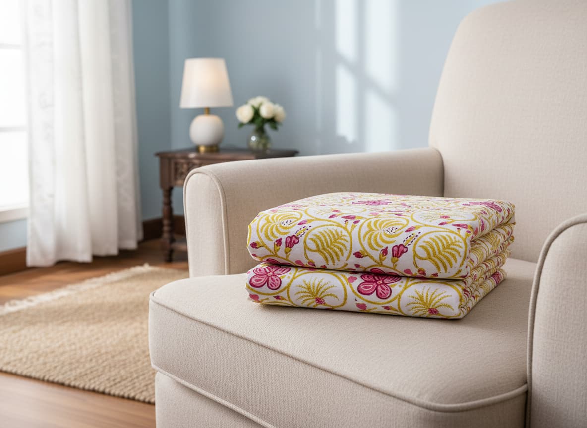 Yellow and Pink Floral Percale Cotton Bedsheet - Emenaura