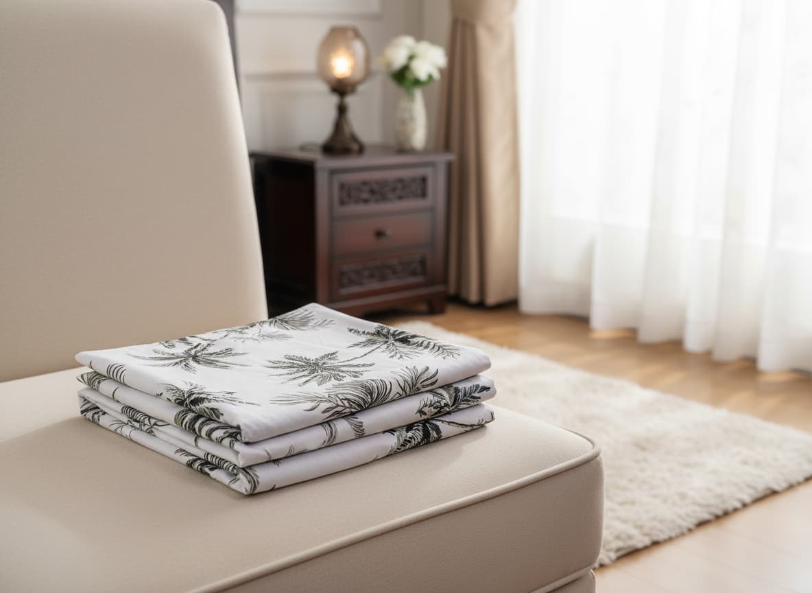 Coastal Palm Percale Weave Bedsheet - Emenaura