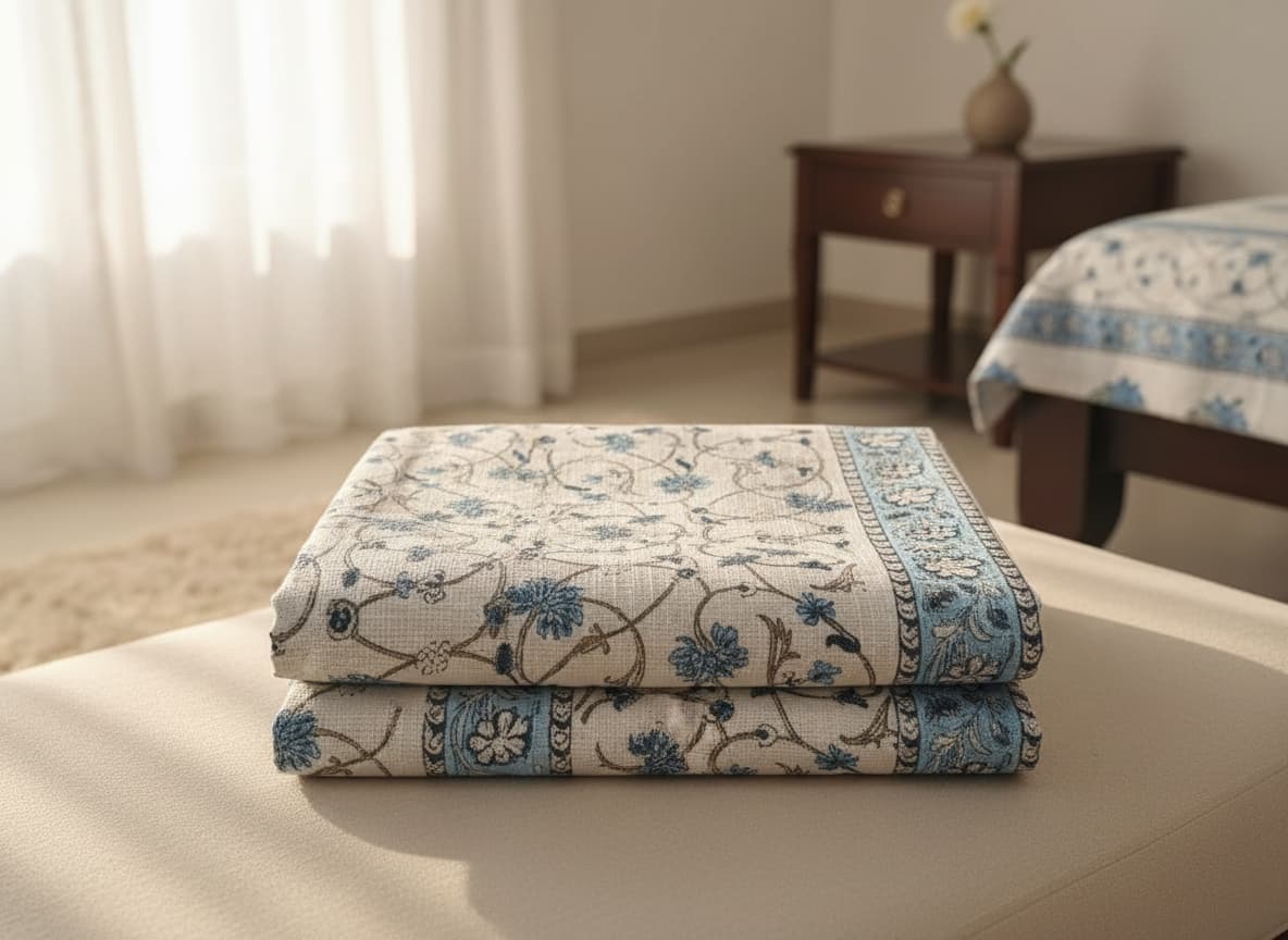Hand Block Print TNT Bed Cover - Emenaura