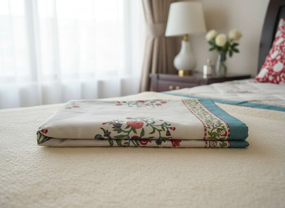 Handblock Print Percale Cotton Bedsheet - Emenaura