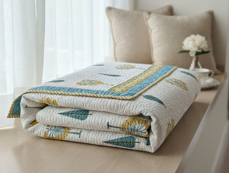 Hand Block Print Bed Cover - Emenaura