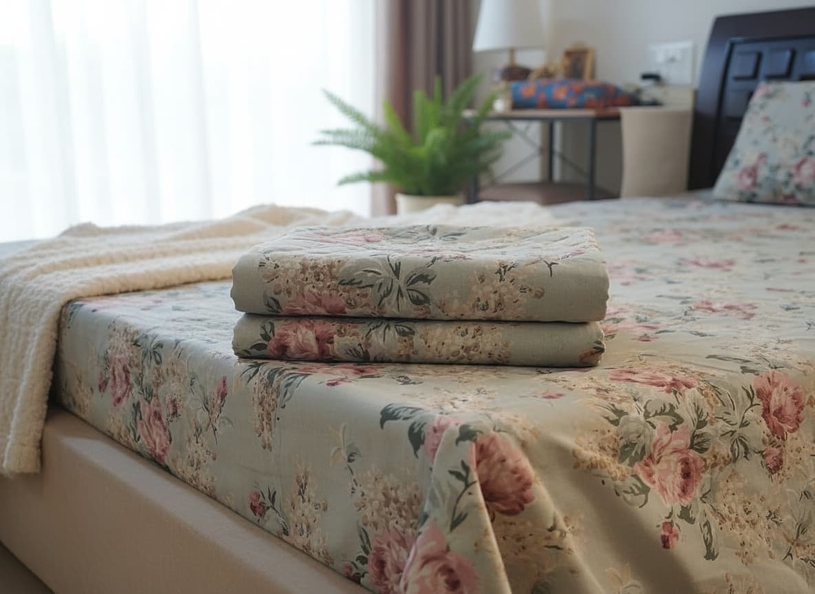 Blush Garden Cotton Bedsheet - Emenaura