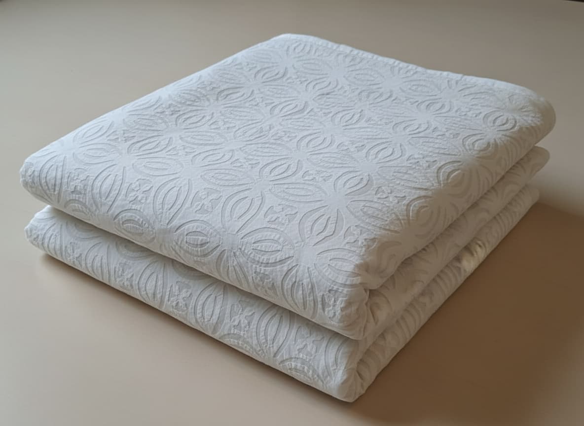 Premium White Applique Bed Cover - Emenaura