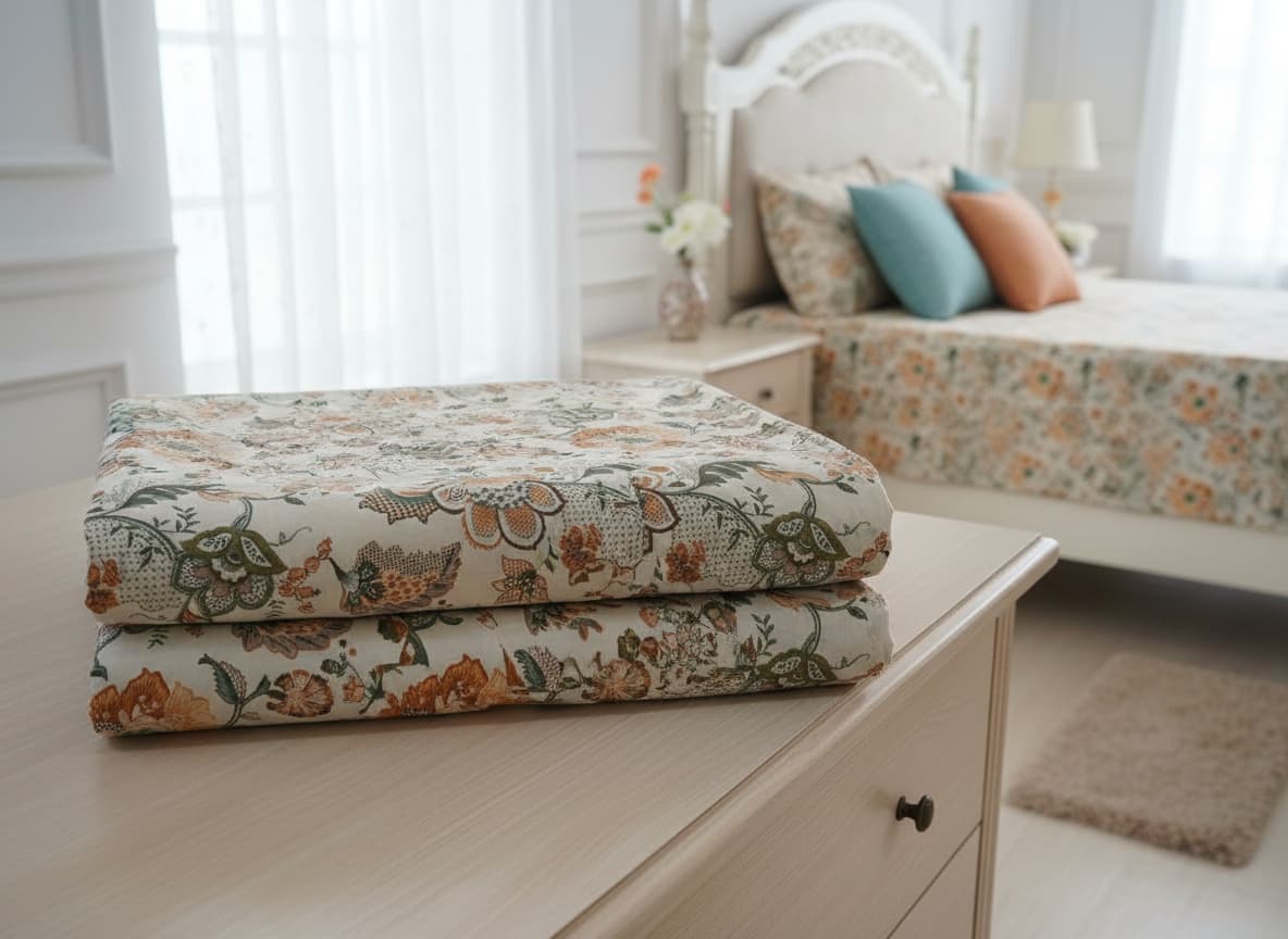 Amber Bloom Cotton Bedsheet - Emenaura