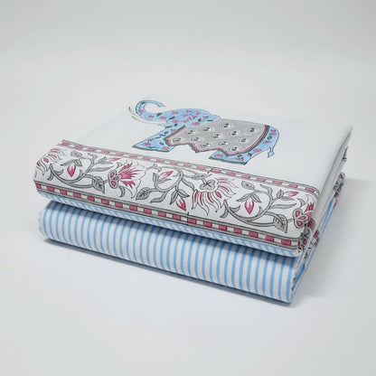 Block Printed Percale Cotton Bedsheet - Emenaura