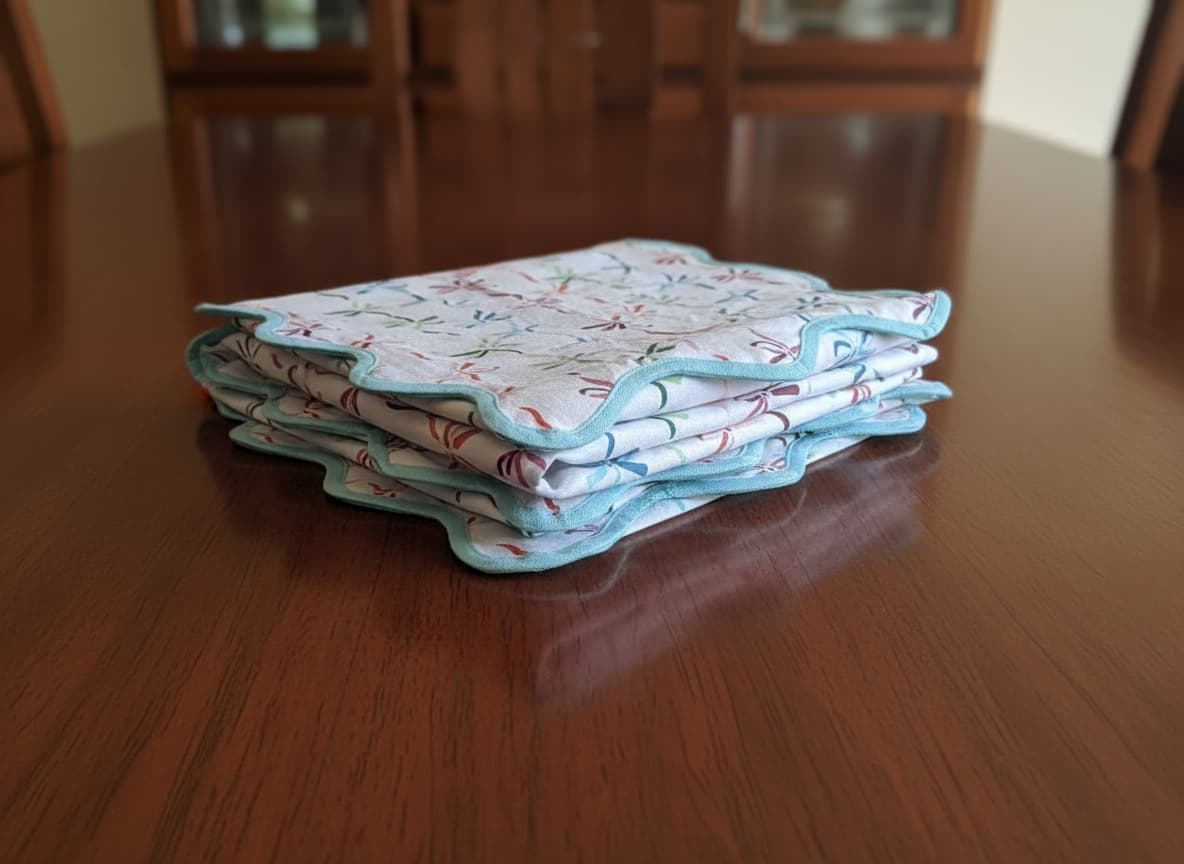 Petal Breeze Handprinted Cotton Table Runner - Emenaura