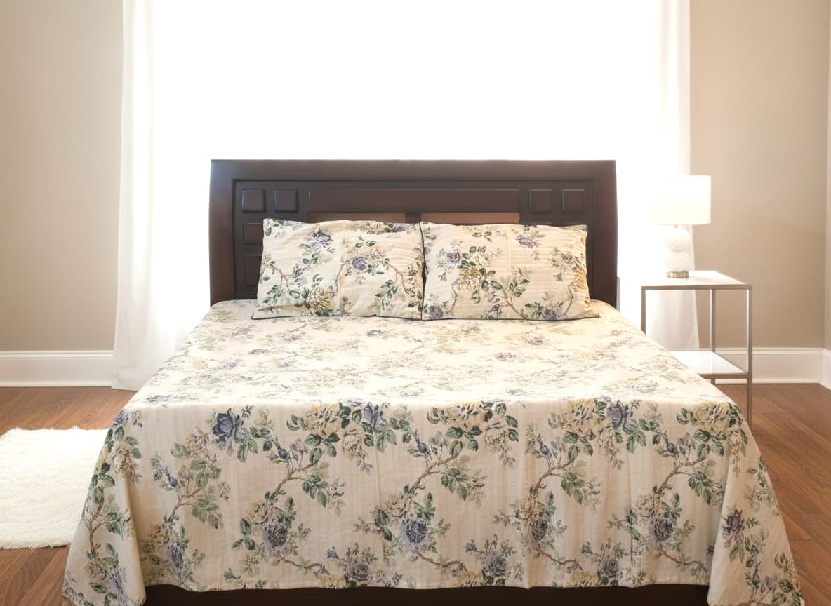 Ivory Bloom Cotton Bedsheet - Emenaura