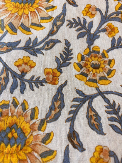Sunlit Heritage Floral cotton bedsheet by Emenaura featuring a vibrant floral pattern and soft, breathable fabric for comfortable sleep.