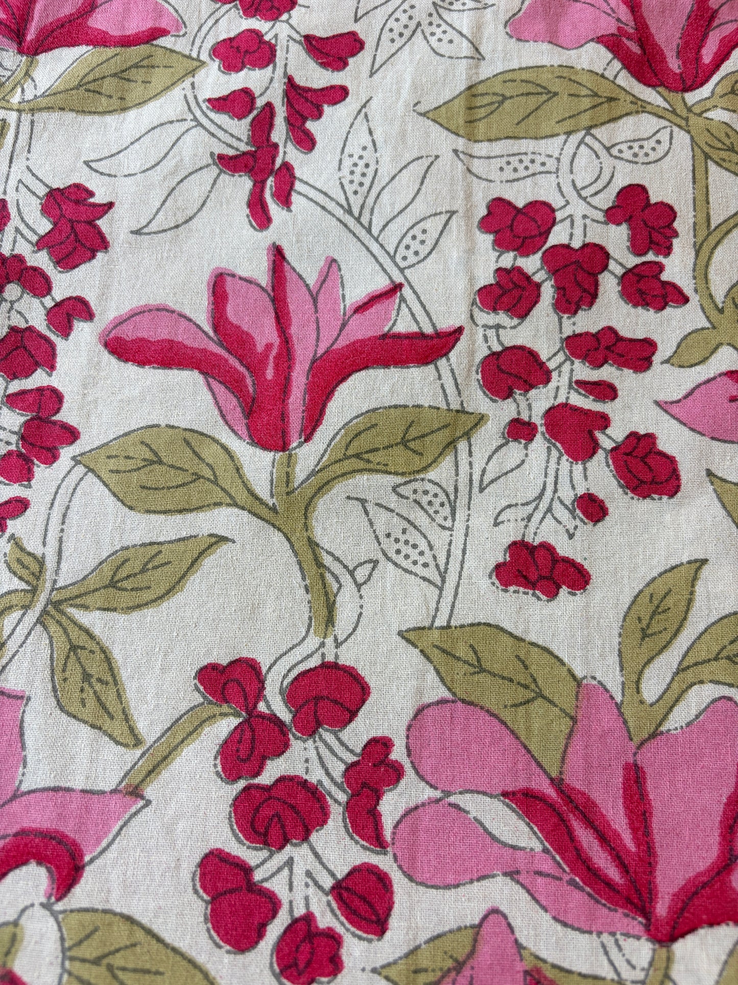 Emenaura Rosy Bloom bedsheet with pink floral pattern, soft fabric, and decorative edges displayed on a neatly made bed.