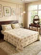 Beige Floral & Animal Print Percale Cotton Bedsheet