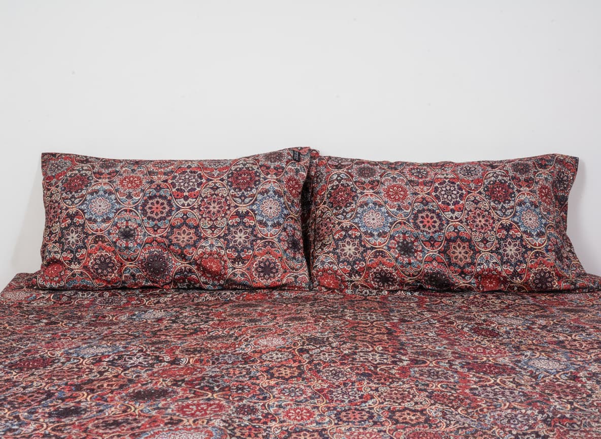 Vintage Mughal Sateen Weave Bedsheet - Emenaura