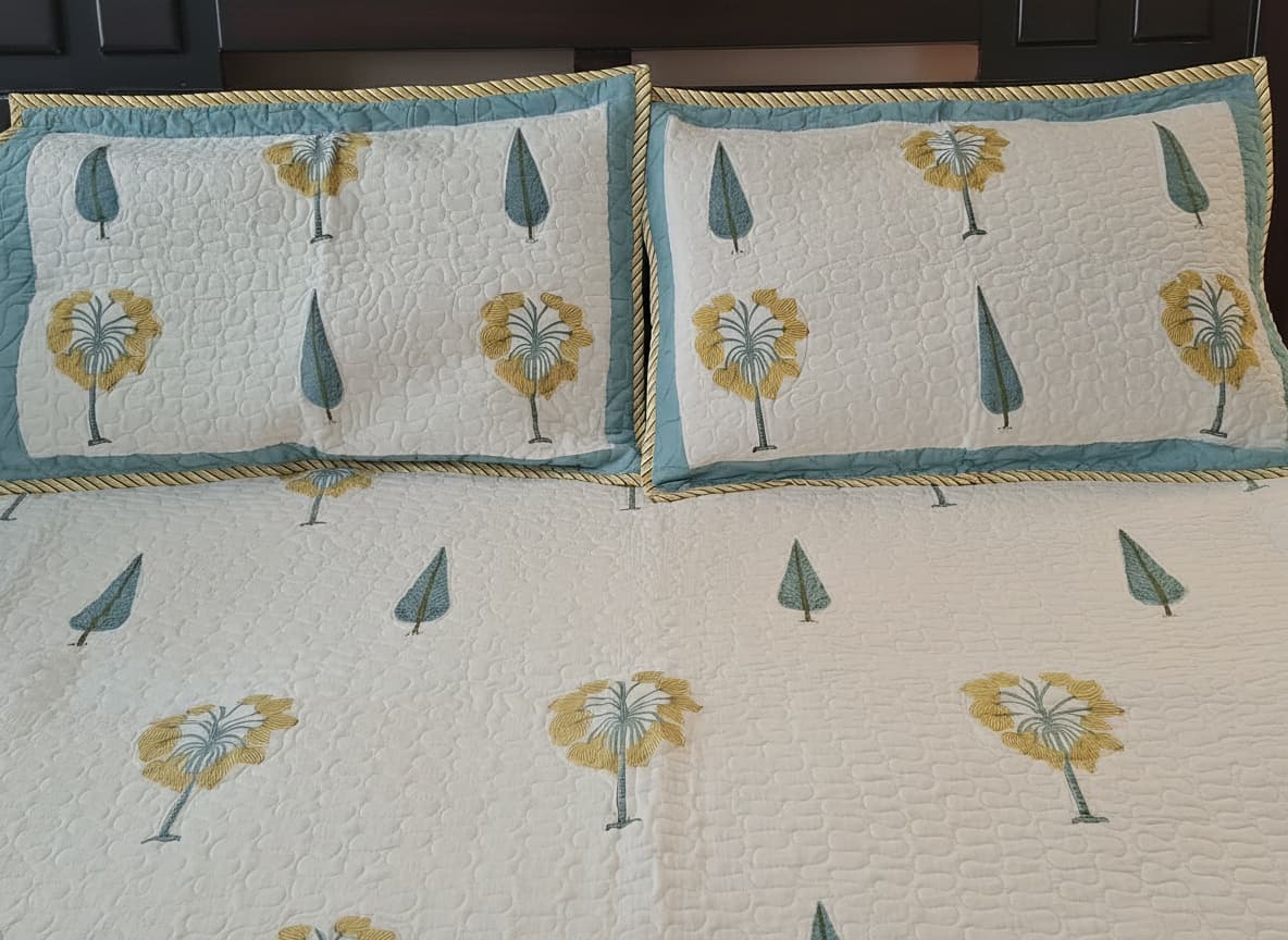 Hand Block Print Bed Cover - Emenaura