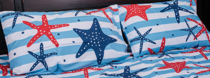 Star Fish Percale Weave Bedsheet - Emenaura