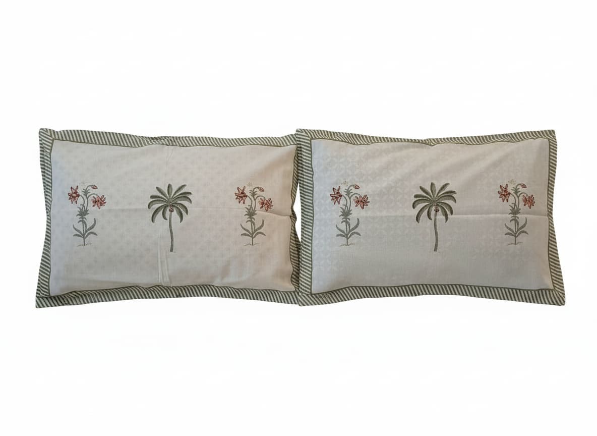 Palm Garden Mulmul Cotton Bedsheet - Emenaura