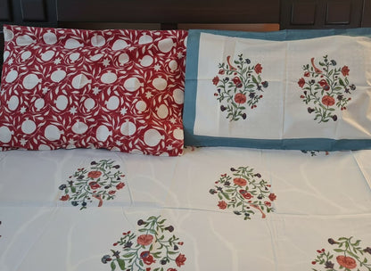Handblock Print Percale Cotton Bedsheet - Emenaura