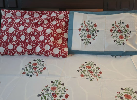 Handblock Print Percale Cotton Bedsheet - Emenaura