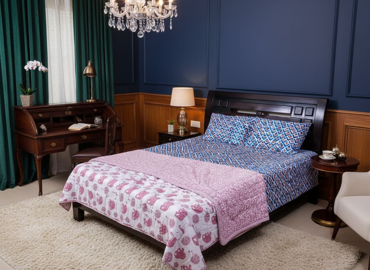 Pink & White Cotton Quilt - Emenaura