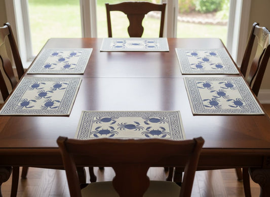 Coastal Blue Crab Cotton Placemats (Set of 6) - Emenaura